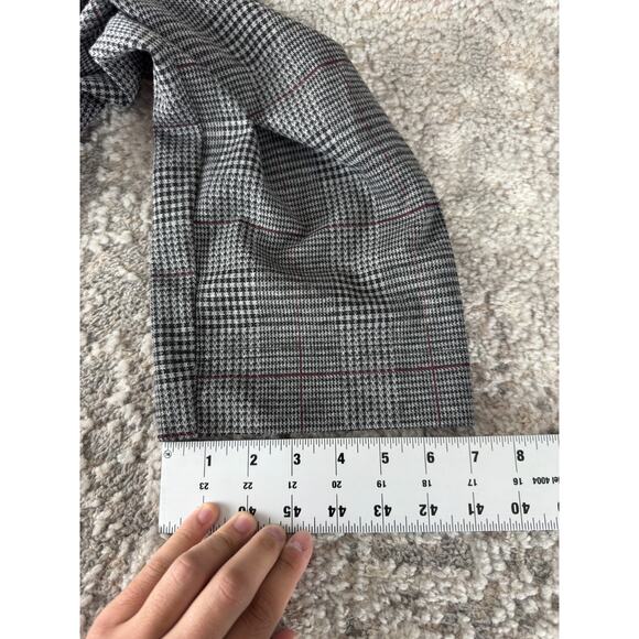 A New Day Size M Houndstooth Flat Front Straight Leg Pants Gray Elastic Waist - Picture 7 of 10